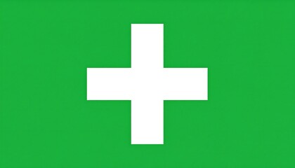 Obraz premium Simple white plus sign on a vibrant green background