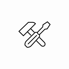 hammer screwdriver tools icon sign vector