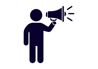 Fototapeta premium Vector illustration of a person holding a megaphone, isolated on a white background