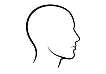 Vector illustration of a simple line drawing of a human head in profile, isolated on a white background
