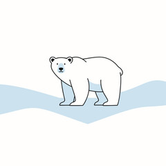 Simple Cartoon Polar Bear Standing on Ice Floe Illustration for Arctic Wildlife and Environment