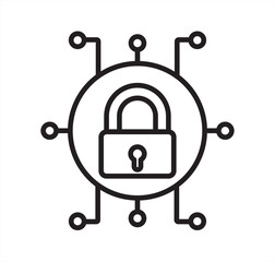 Cloud security outline icon for data protection and. Cyber security line icon vector illustration set