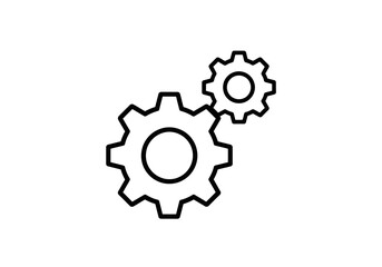 Fototapeta premium Vector illustration of two interlocking gears in a line art illustration, representing a mechanism or teamwork