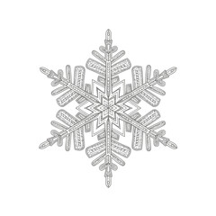 Intricate Symmetrical Snowflake Crystal Isolated on White Background for Winter Holiday Design