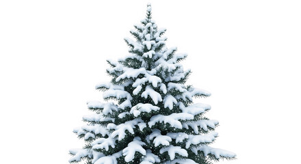 Ai generated image of snowcovered evergreen tree isolated on transparent background
