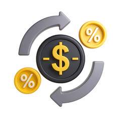 Financial cycle with dollar sign and percentage coins