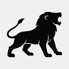 Silhouette roaring lion powerful animal king wildlife predator vector illustration