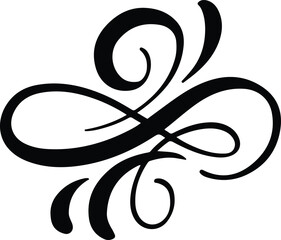 Vector floral calligraphy element flourish, divider for page decoration border and frame design illustration swirl. Decorative silhouette for wedding cards and invitations. Vintage flower Pro Vector