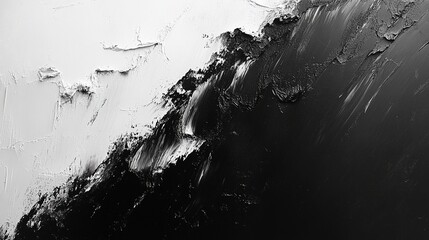 Charcoal abstract texture, thick and expressive brushstrokes, dynamic black and white contrast, modern art style background. Artistic rough pattern
