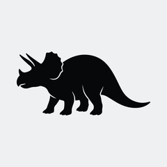 Silhouette triceratops dinosaur prehistoric reptile black shape vector illustration