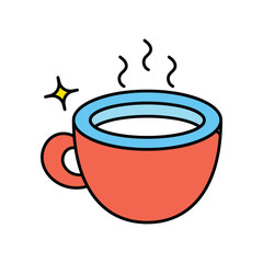 Coffee Cup color line icon with white background vector stock illustration