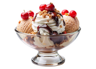 sundae ic cream isolated on white background PNG.AI Generated.