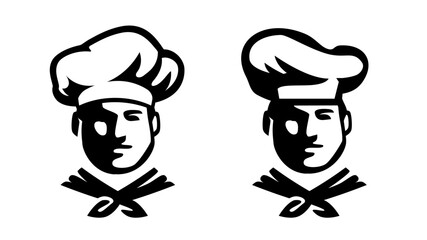 Professional chef emblem. Portrait of male cook in hat. Symbol for restaurant or cafe menu