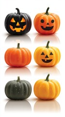 Colorful assortment of Halloween pumpkins ready for decoration and celebration