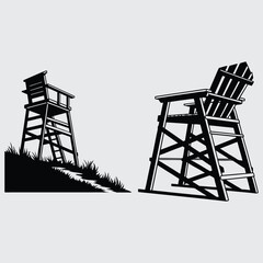 Empty lifeguard chair  image silhouette design vector art and illustration