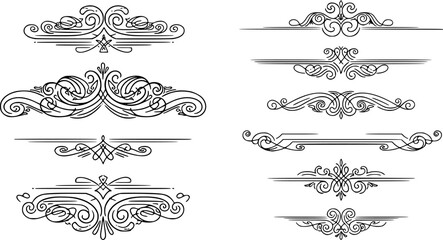 Calligraphy filigree lines Text dividers, vintage Flourishes decorative Scrolls, wedding Ornate, fancy elegant page Separators design elements, Header Swirls menu card,s Ornamental Border
