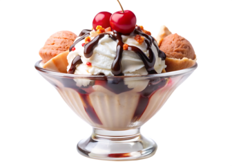 sundae ic cream isolated on white background PNG.AI Generated.