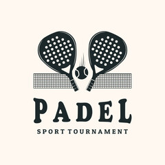 padel sport vintage logo vector minimalist illustration design, double padel match logo design