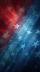 Background featuring red and blue diagonal stripes with white stars during a patriotic celebration in the United States