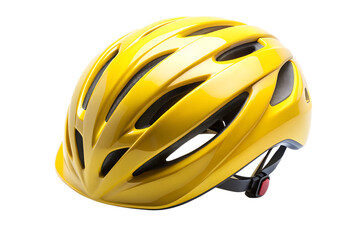 Fototapeta premium A bright yellow bicycle helmet, designed for safety and protection during outdoor cycling activities, isolated on a transparent background