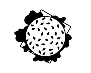 Simple drawing of a cheese burger with a sesame seed bun, vector icon