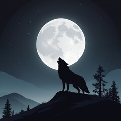 wolf howling at the moon