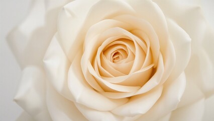 White Cream Rose Petal Blossom Close-Up: Elegant Floral Nature Beauty Macro Background