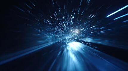 A mesmerizing abstract image showcasing light streaks and particles, evoking a sense of speed and motion.