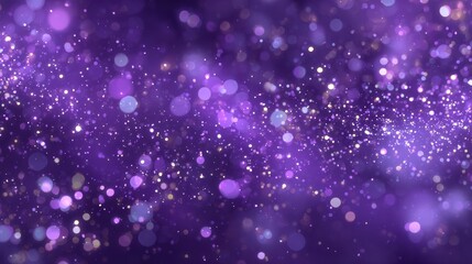 Obraz premium A mesmerizing purple background filled with shimmering particles and bokeh effects for creative projects.