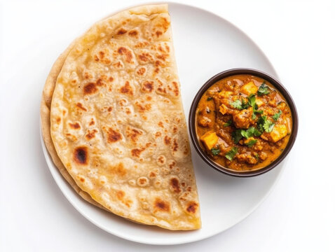 paratha and curry on a plate