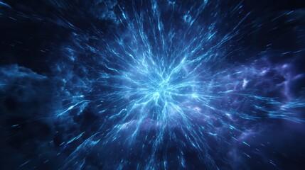 Fototapeta premium A mesmerizing view of a cosmic explosion showcasing vibrant blue hues and dynamic space elements.