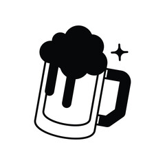 Beer Mug glyph icon with white background vector stock illustration