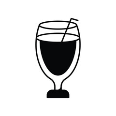 Milkshake glyph icon with white background vector stock illustration