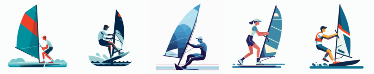 Fototapeta premium vector of a person playing sailing on sea