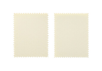 Two blank postage stamps isolated on transparent background