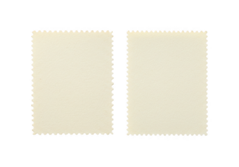 Two blank postage stamps isolated on transparent background