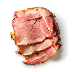 Sliced Ham on White Background