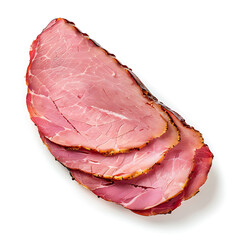 Slices of Smoked Meat on White Background