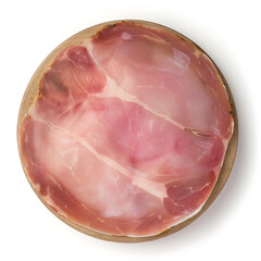 Circular Slice of Cured Ham with Marbled Texture