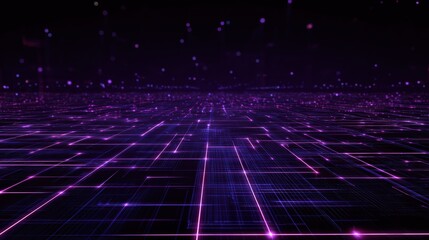 Abstract depiction of a digital grid with purple hues, representing technology and innovation in modern design.