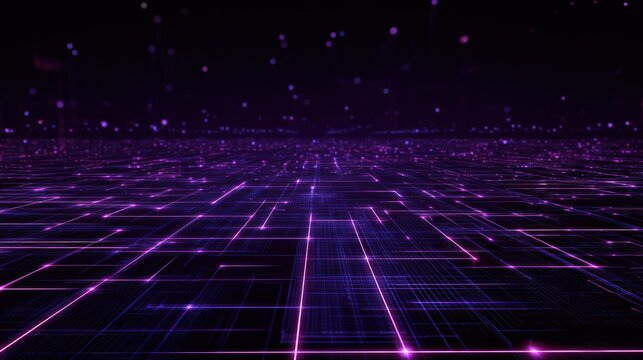 Abstract depiction of a digital grid with purple hues, representing technology and innovation in modern design. - Powered by Adobe