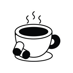 Hot Chocolate glyph icon with white background vector stock illustration