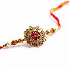 Happy raksha bandhan rakhi on white background