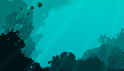 Vector sea background. Coral bottom	