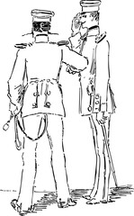 Vintage Soldiers Saluting in Uniform