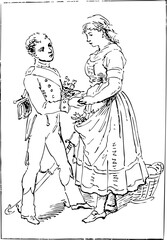 Vintage Soldier Offering Flowers to a Woman