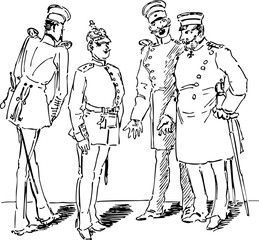 Vintage German Military Officers Illustration