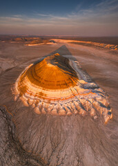 Spectacular and original Bokty mountain in Mangystan, Kazkhstan taken by a drone.