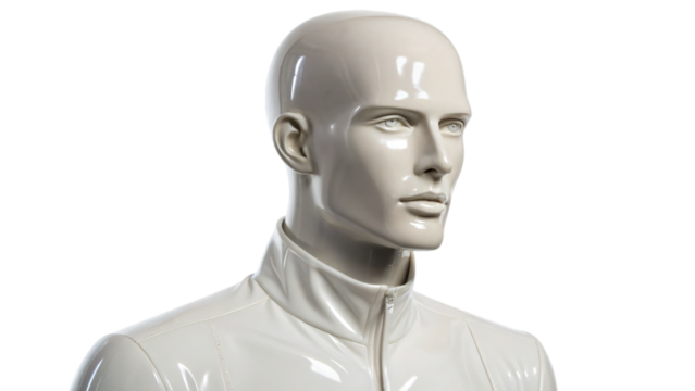 Mannequin head isolated on white background depicting a 3D model