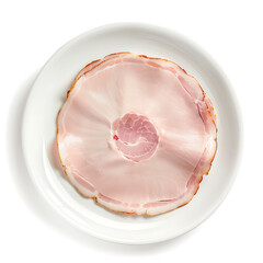 Slice of Ham on a White Plate